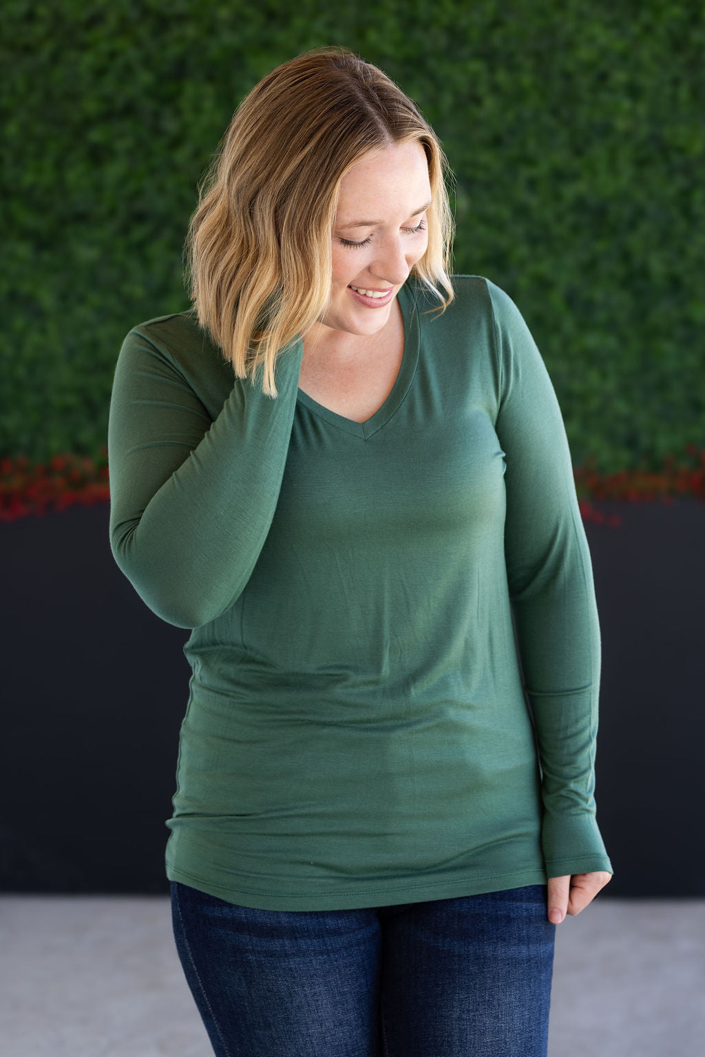 Michelle Mae Larissa Long Sleeve - Forest Green