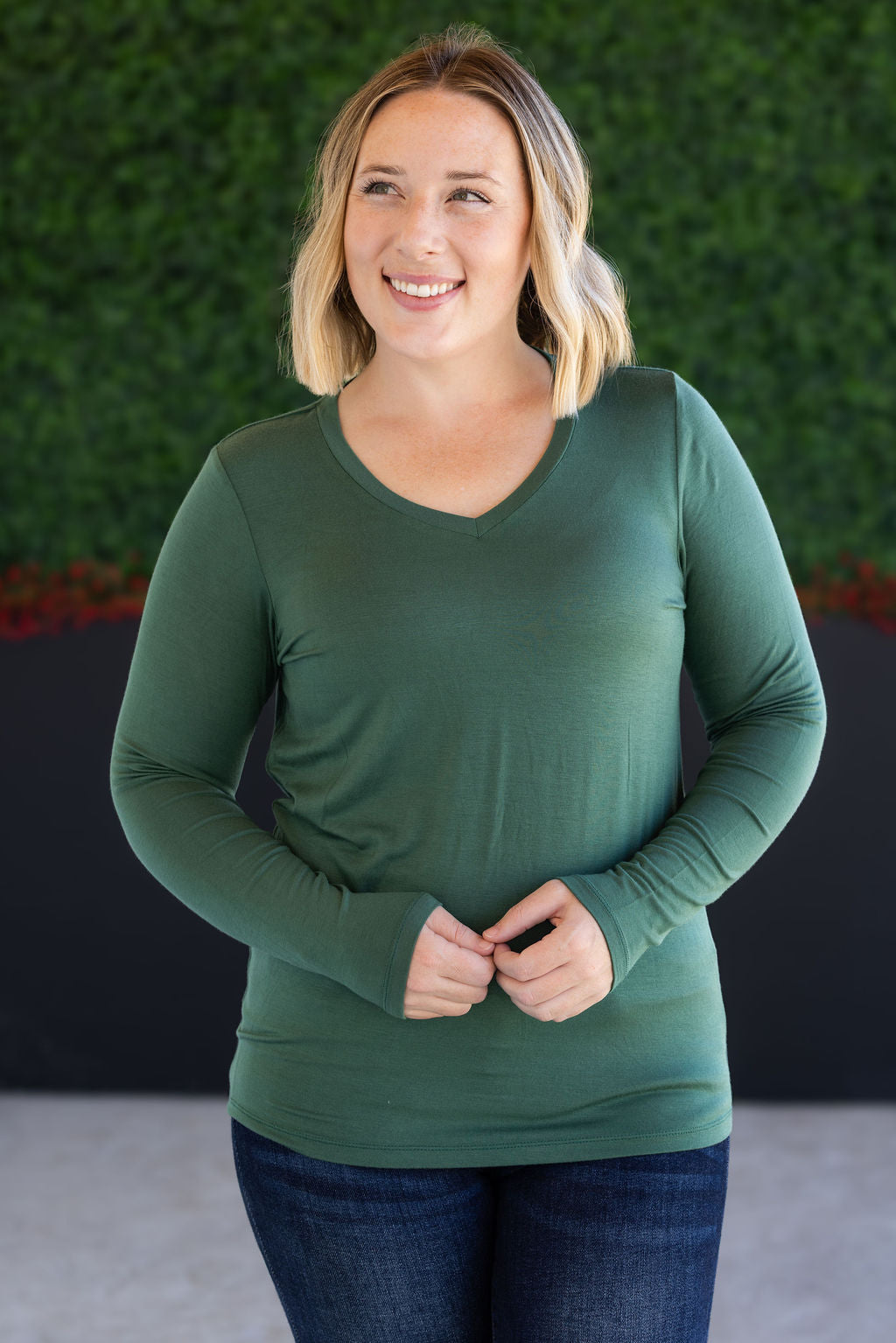 Michelle Mae Larissa Long Sleeve - Forest Green