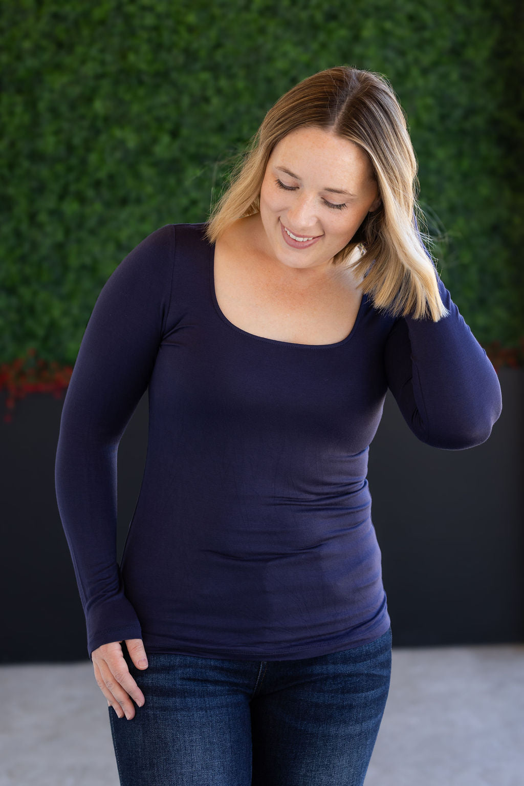 Michelle Mae Alyssa Long Sleeve Top - Navy