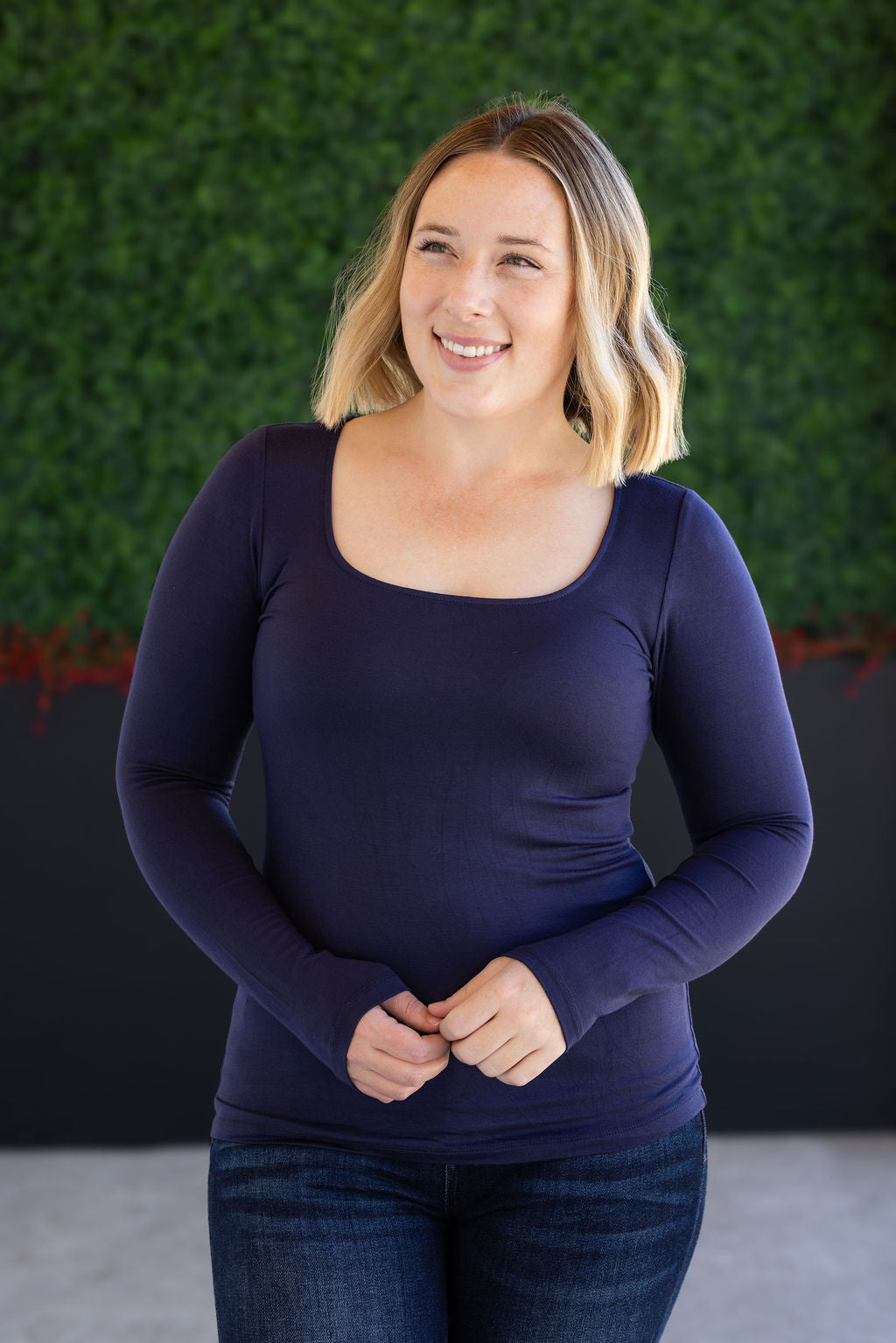 Michelle Mae Alyssa Long Sleeve Top - Navy