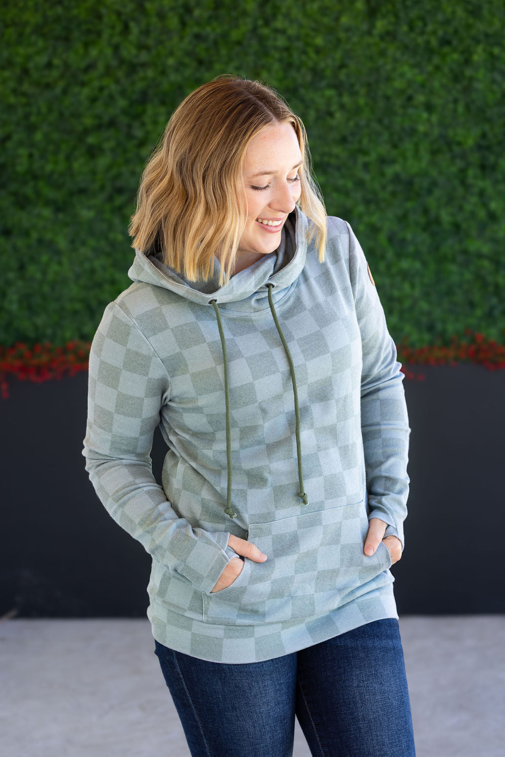 Michelle Mae Ashley Hoodie - Olive Checkers