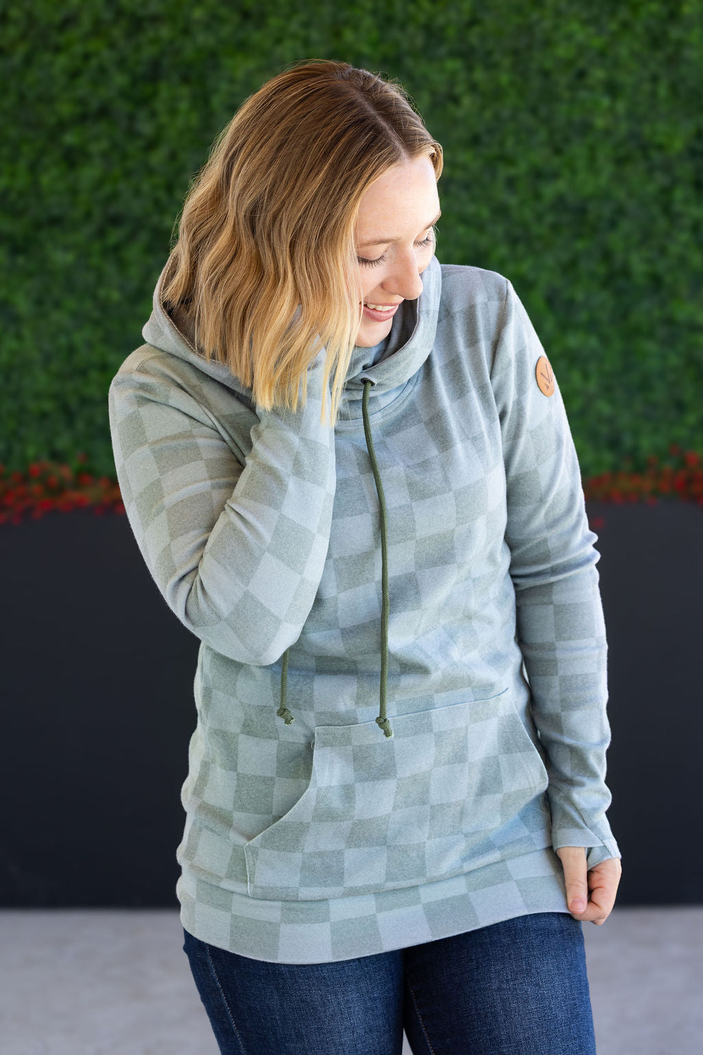 Michelle Mae Ashley Hoodie - Olive Checkers