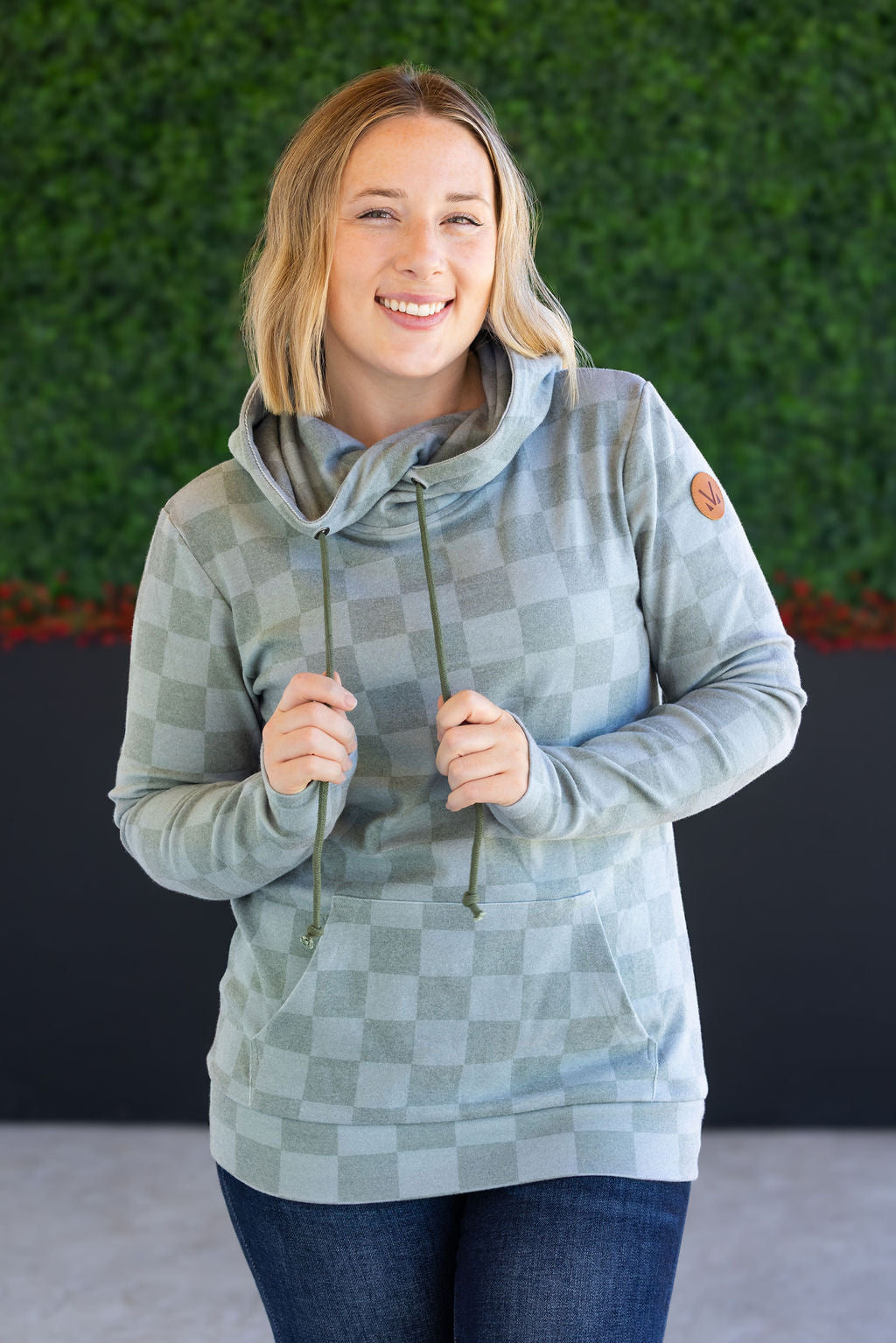 Michelle Mae Ashley Hoodie - Olive Checkers