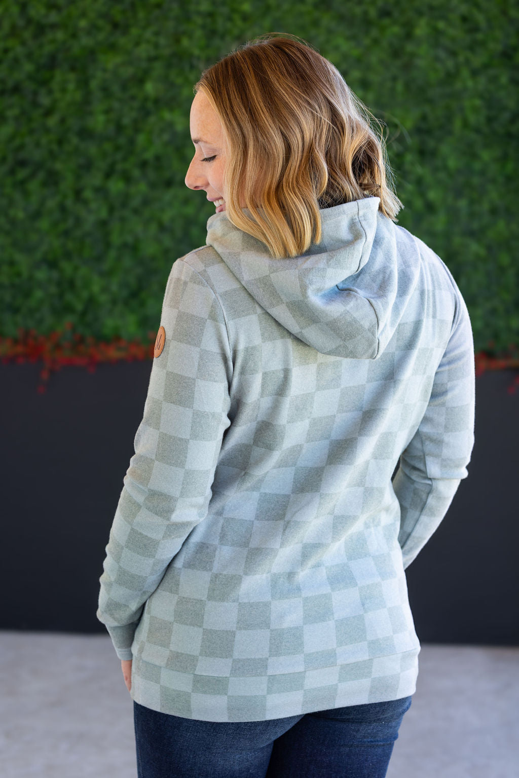 Michelle Mae Ashley Hoodie - Olive Checkers