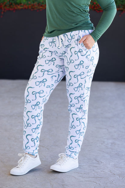 Michelle Mae Classic Joggers - Green Ribbons