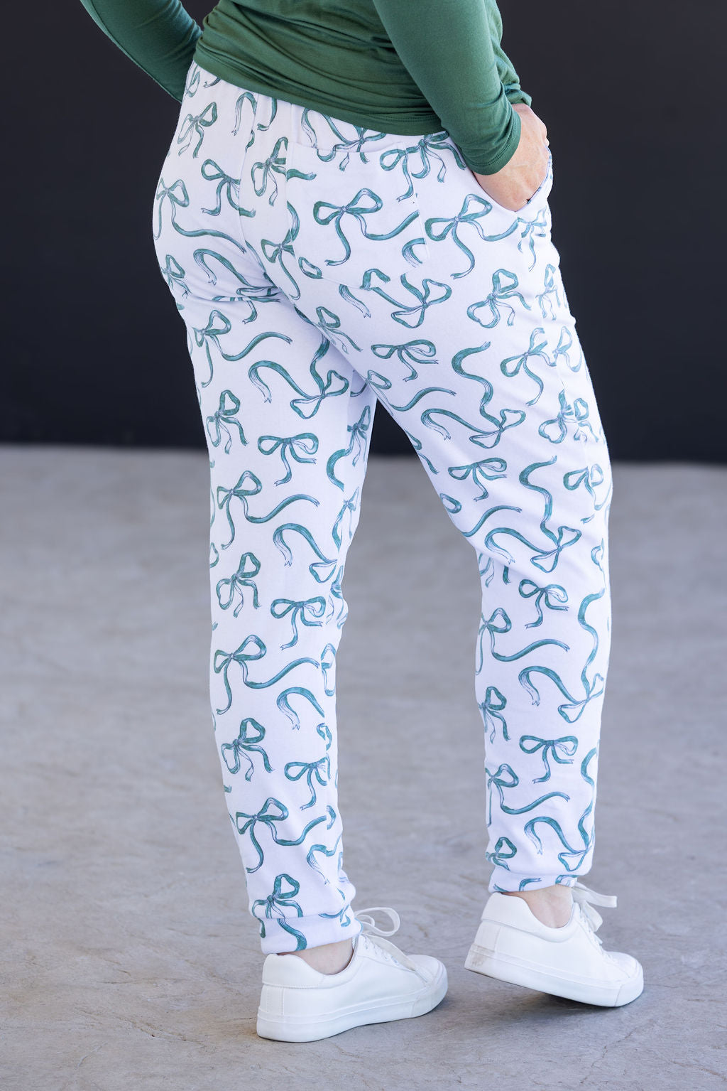 Michelle Mae Classic Joggers - Green Ribbons