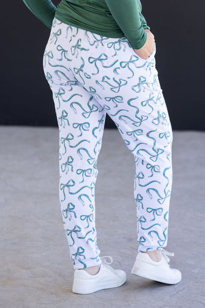 Michelle Mae Classic Joggers - Green Ribbons