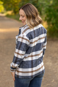 Michelle Mae Norah Plaid Shacket - Navy and Tan