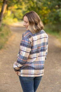 IN STOCK EN ROUTE Norah Plaid Shacket - Tan and Blue