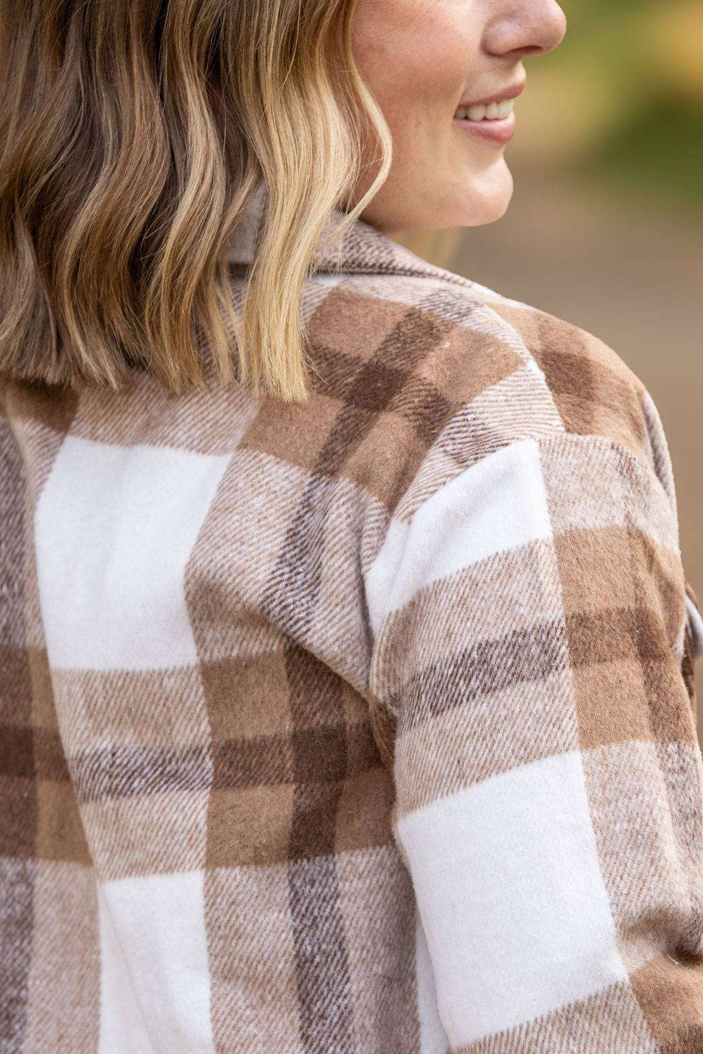 Michelle Mae Norah Plaid Shacket - Neutral Tones