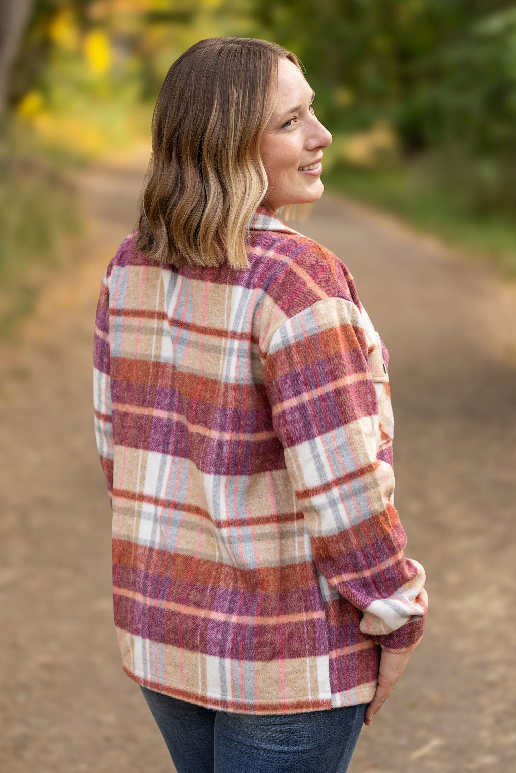 Michelle Mae Norah Plaid Shacket - Sunset Plaid