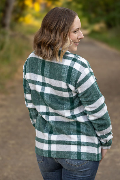 Michelle Mae Norah Plaid Shacket - Classic Green and Grey Mix