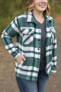 Michelle Mae Norah Plaid Shacket - Classic Green and Grey Mix