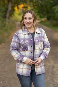 Michelle Mae Norah Plaid Shacket - Purple and Gold