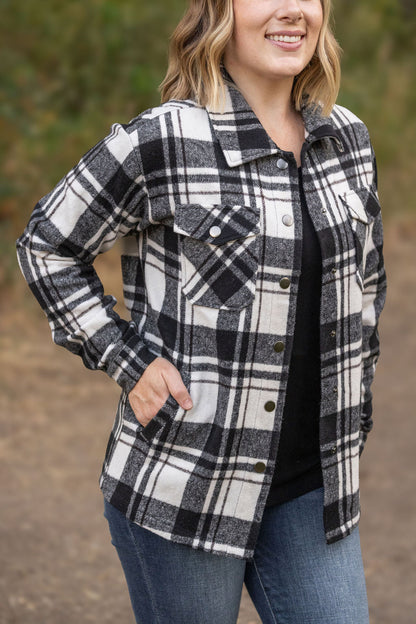 Michelle Mae Norah Plaid Shacket - Ivory and Black