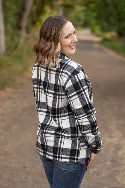 Michelle Mae Norah Plaid Shacket - Ivory and Black