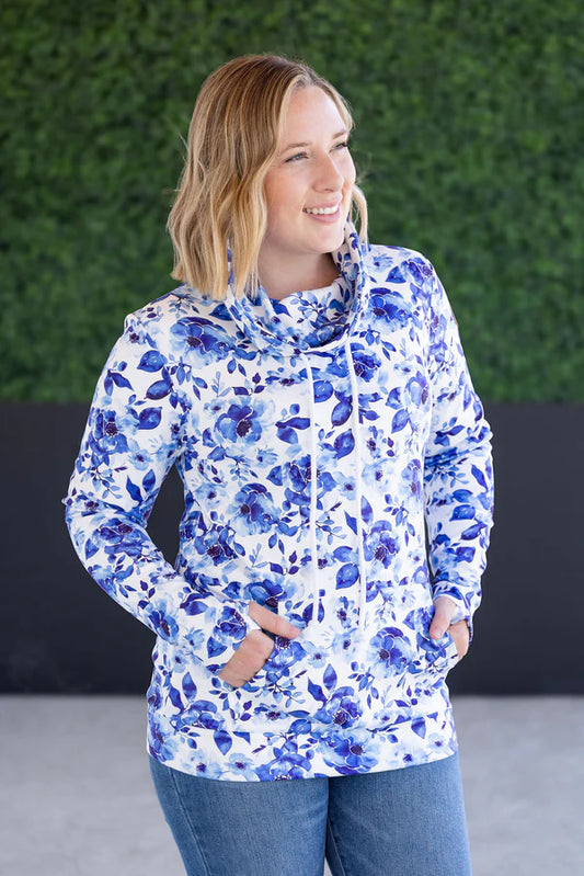 Pre-Order Michelle Mae Soft Funnel Neck - Sapphire Floral