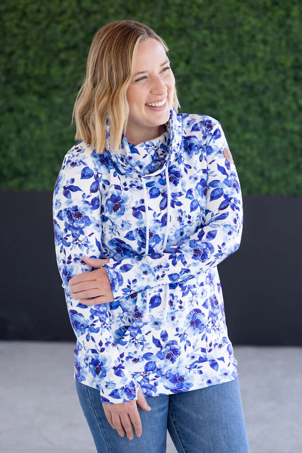 Pre-Order Michelle Mae Soft Funnel Neck - Sapphire Floral