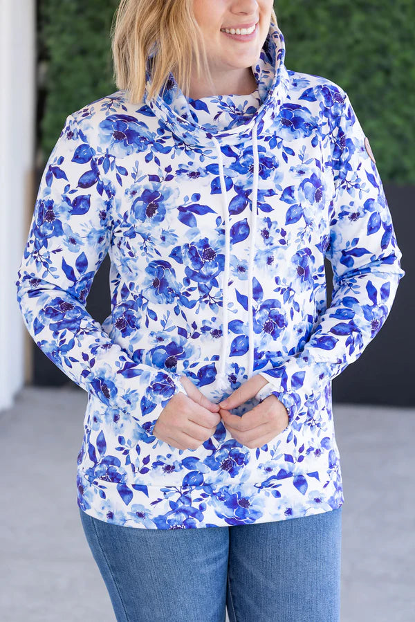 Pre-Order Michelle Mae Soft Funnel Neck - Sapphire Floral