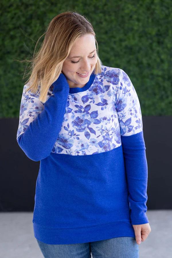 Pre-Order Michelle Mae Natalie Pullover - Sapphire Floral and Blue