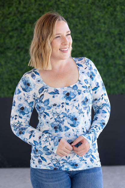 Pre-Order Michelle Mae Alyssa Long Sleeve Top - Sapphire Floral