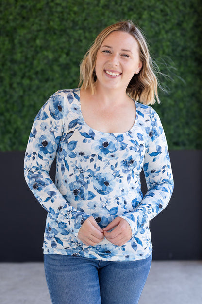 Pre-Order Michelle Mae Alyssa Long Sleeve Top - Sapphire Floral