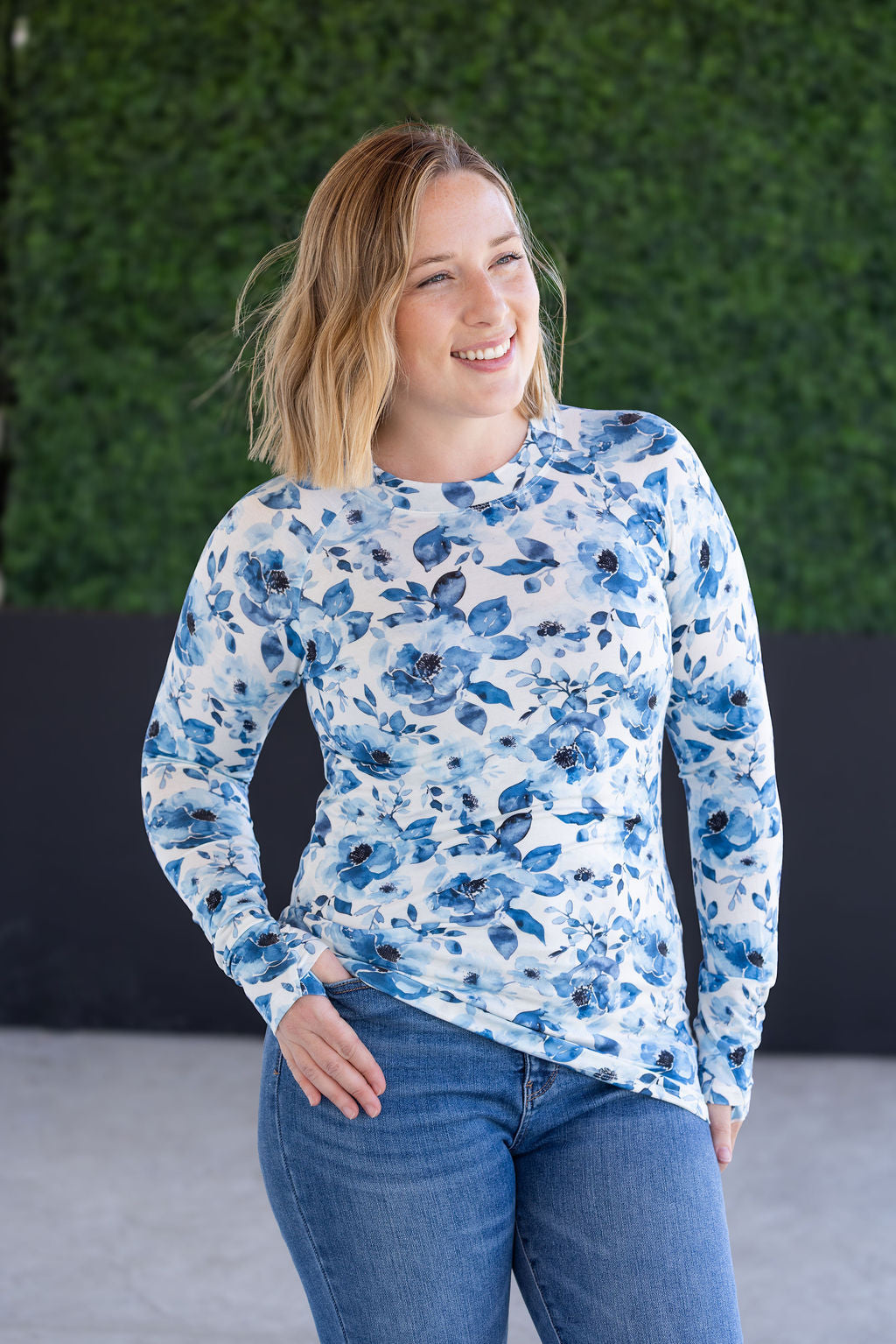 Pre-Order Michelle Mae Blair Long Sleeve Top - Sapphire Floral