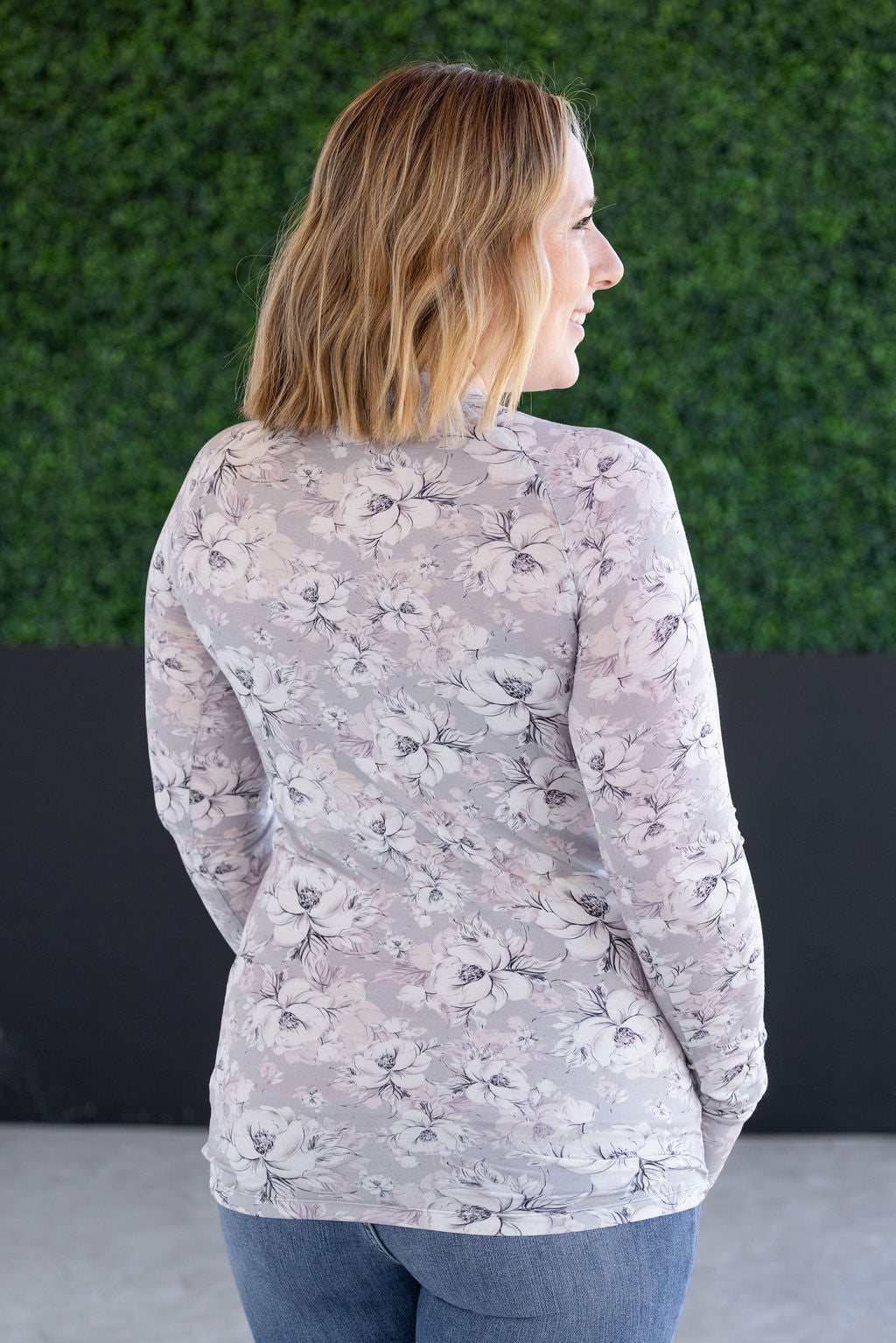 Michelle Mae Blair Long Sleeve Top - Vintage Grey Floral