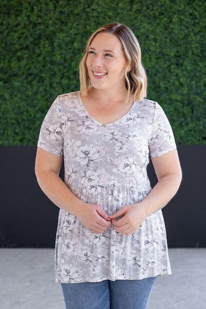 Pre-Order Michelle Mae Sarah Ruffle Short Sleeve - Vintage Grey Floral