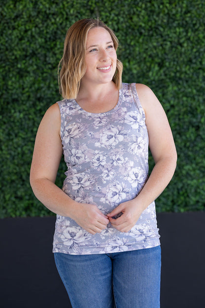 Michelle Mae Ava Tank - Vintage Grey Floral