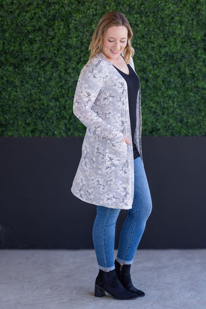 Michelle Mae Classic Cardigan - Vintage Grey Floral