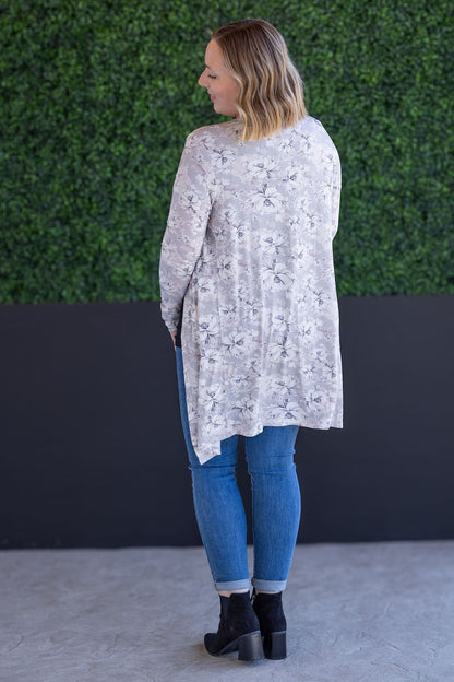 Michelle Mae Classic Cardigan - Vintage Grey Floral