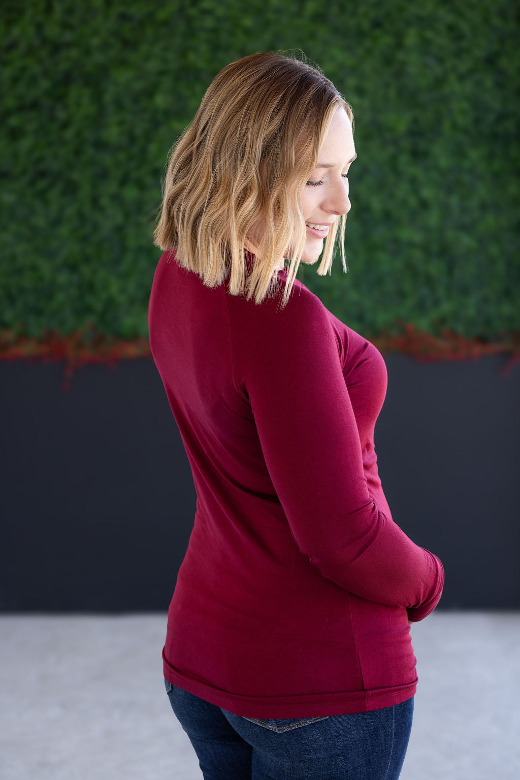 Michelle Mae Blair Long Sleeve Top - Burgundy