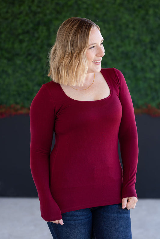 Michelle Mae Alyssa Long Sleeve Top - Burgundy