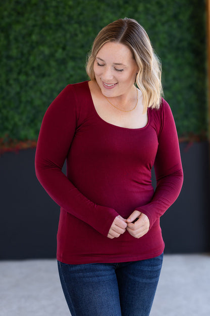 Michelle Mae Alyssa Long Sleeve Top - Burgundy