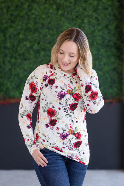 Michelle Mae Blair Long Sleeve Top - Burgundy Bloom