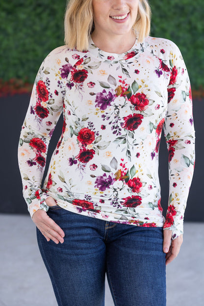Michelle Mae Blair Long Sleeve Top - Burgundy Bloom