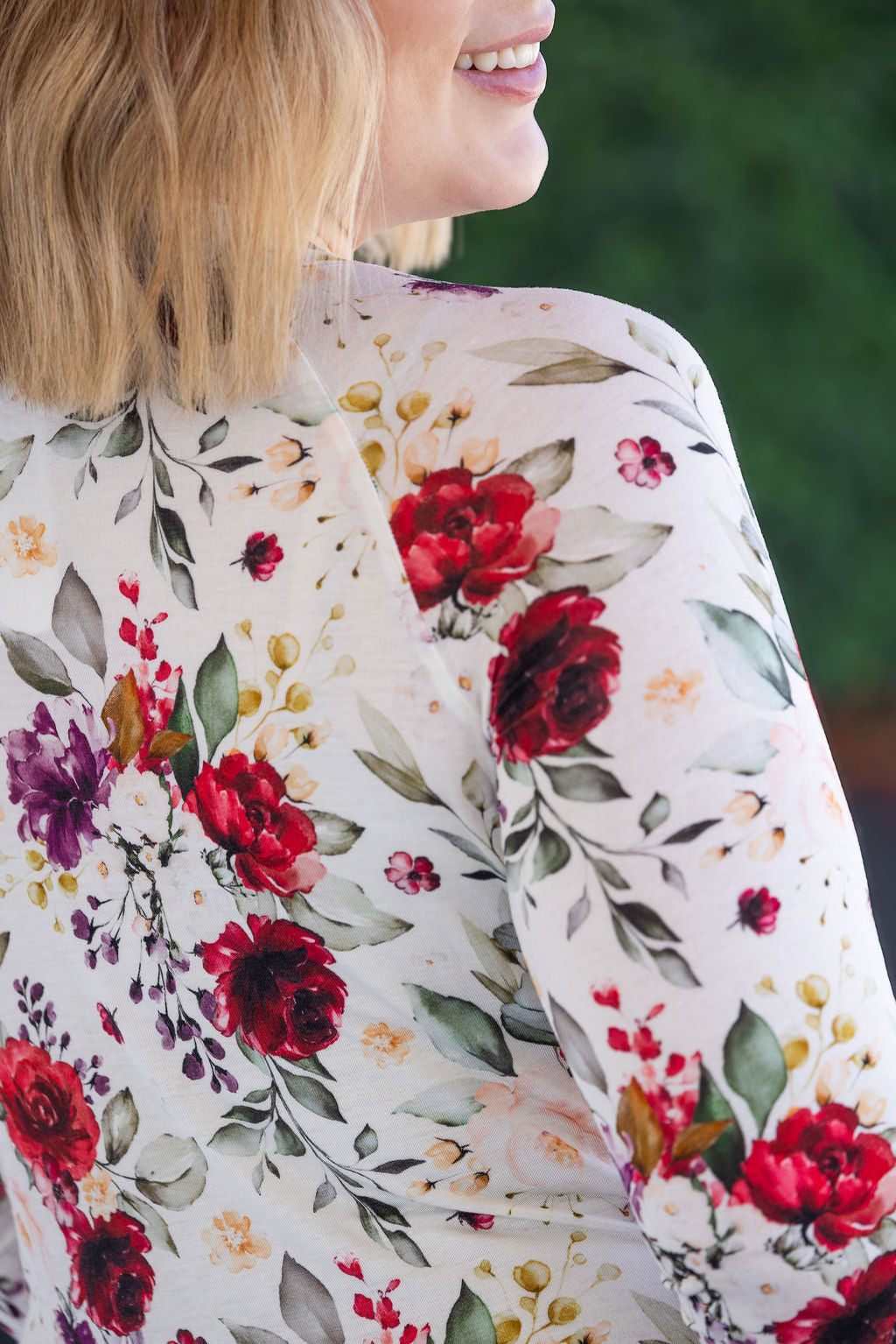 Michelle Mae Blair Long Sleeve Top - Burgundy Bloom