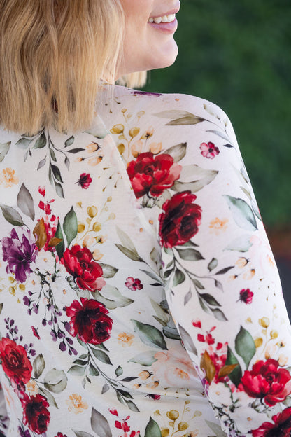 Michelle Mae Blair Long Sleeve Top - Burgundy Bloom