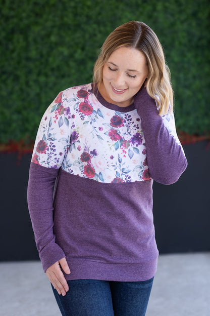 Michelle Mae Natalie Pullover - Burgundy Bloom and Plum