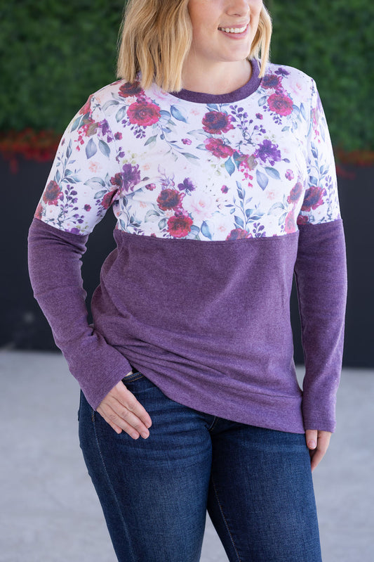 Michelle Mae Natalie Pullover - Burgundy Bloom and Plum