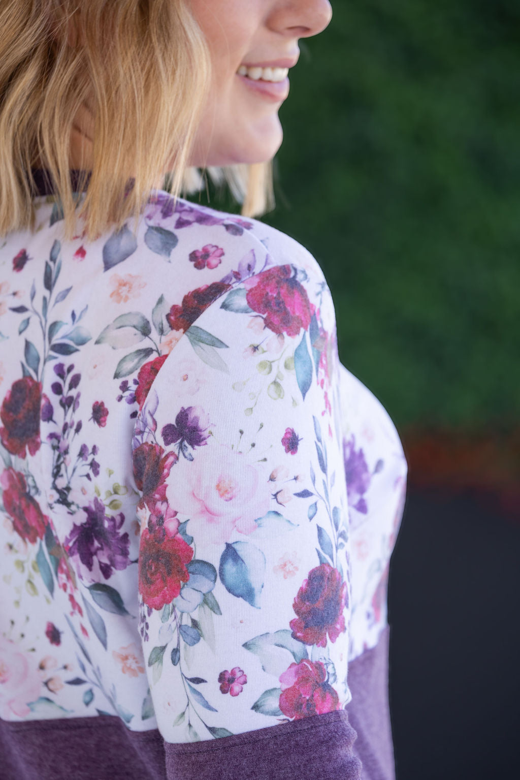 Michelle Mae Natalie Pullover - Burgundy Bloom and Plum