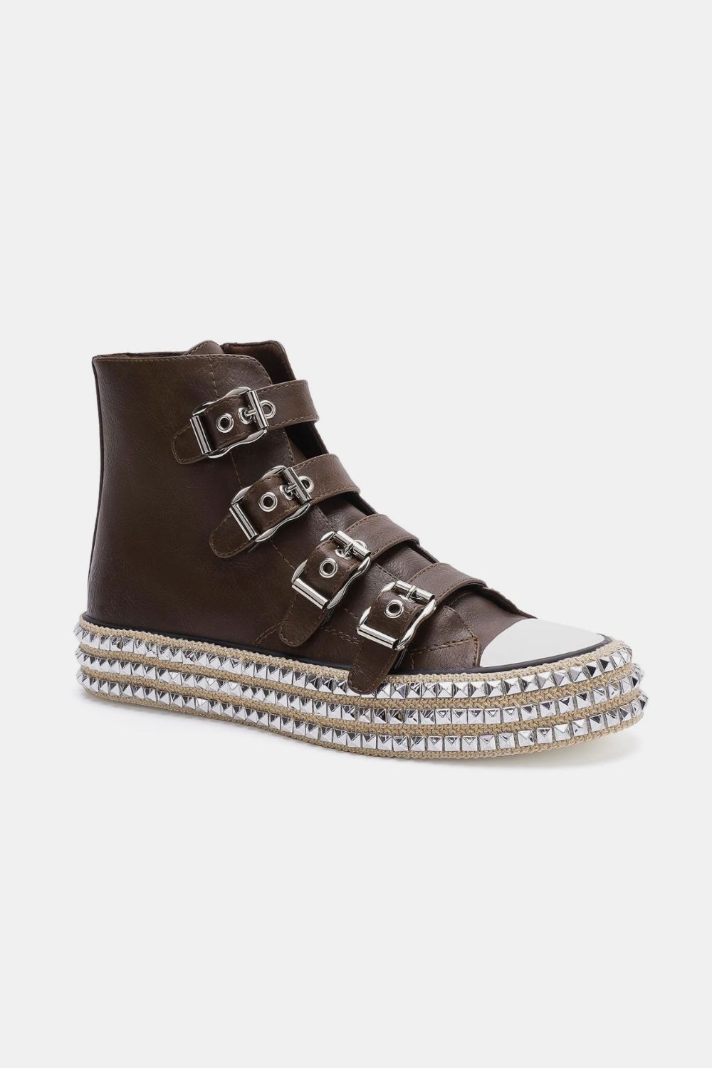 Studded Straps Platform Sneakers by Beast- Dark Brown