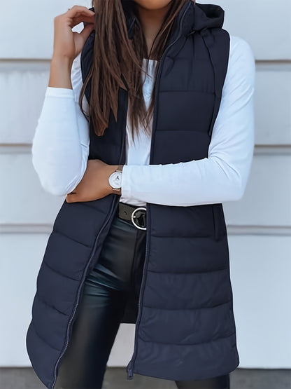 PREORDER - Cozy Essentials Zip Up Hooded Vest Coat (PLUS)