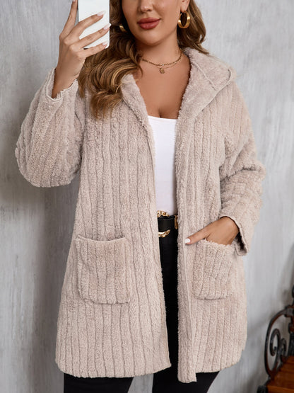 PREORDER - Cozy Comfort Long Sleeve Hooded Fuzzy Jacket