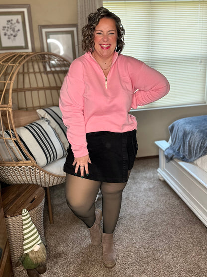 Sweater Weather Half Zip High Neck Pullover in Dark Pink