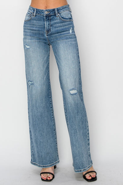 Jessy's High Waist Distressed Wide Leg Jeans