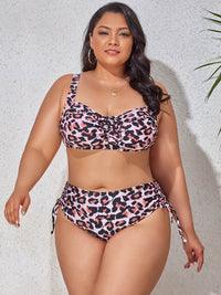 PREORDER- Plus Size Printed Drawstring Detail Bikini Set