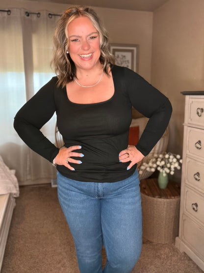 Michelle Mae Alyssa Long Sleeve Top - Black