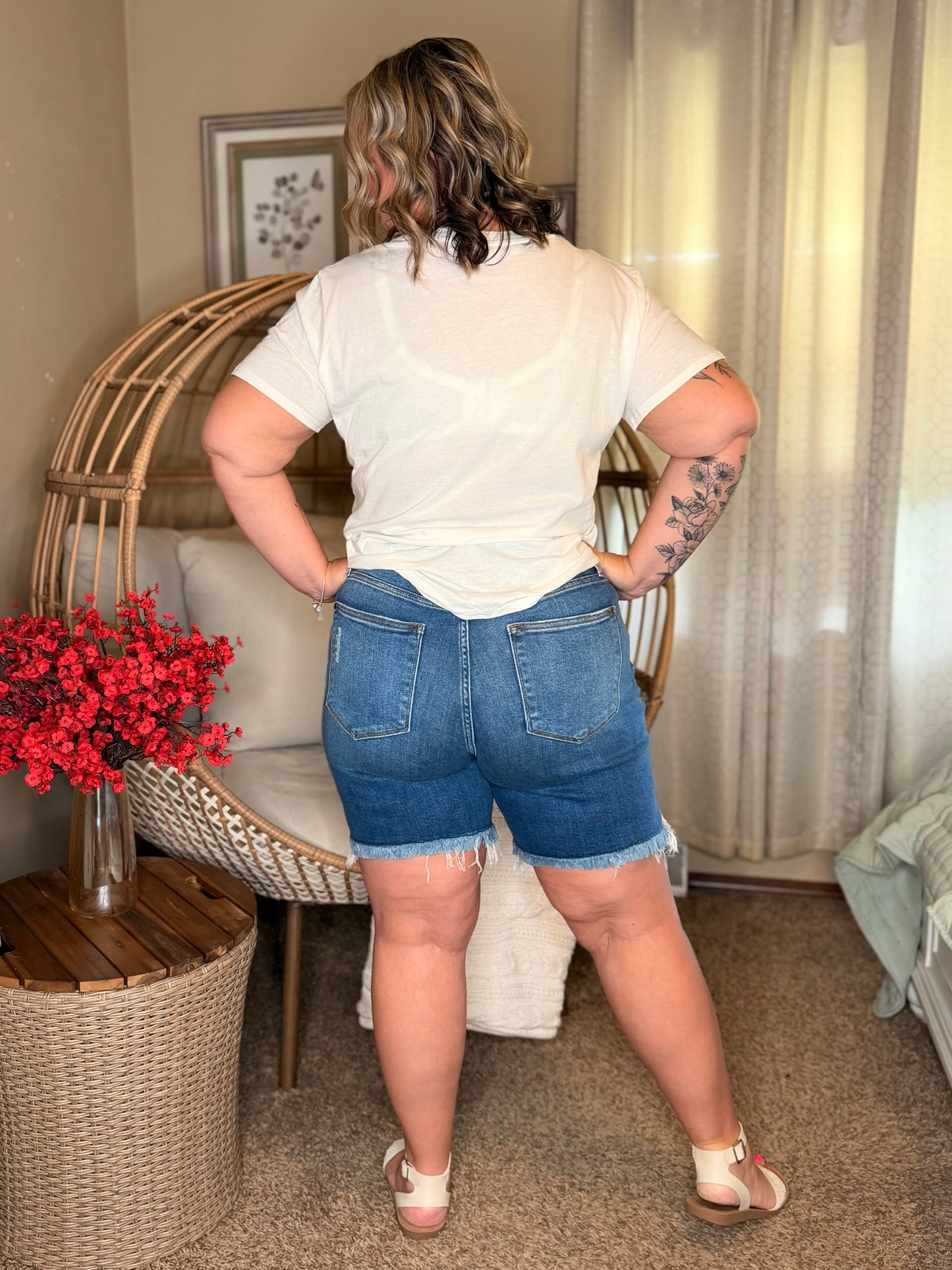 Kelsey Mid Rise Distressed Cutoff Shorts